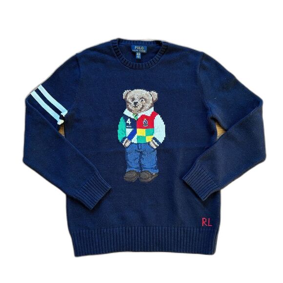 Polo by Ralph Lauren Sweaters - POLO BEAR RALPH LAUREN KNITTED COTTON CREWNECK SWEATER NAVY YOUTH SZ XL